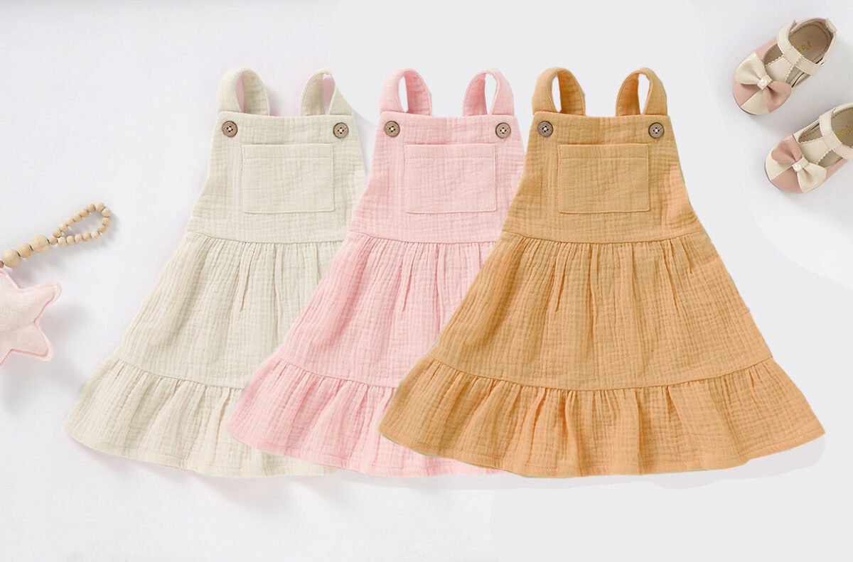 Organic cotton muslin baby dress - image 1