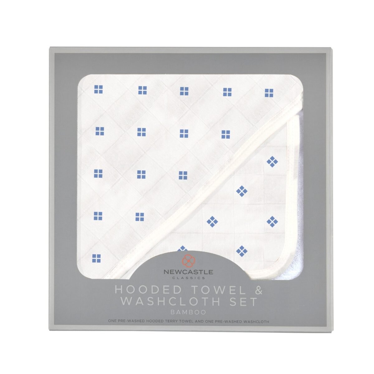 Periwinkle diamond polka dot bamboo hooded towel and washcloth set - image 2