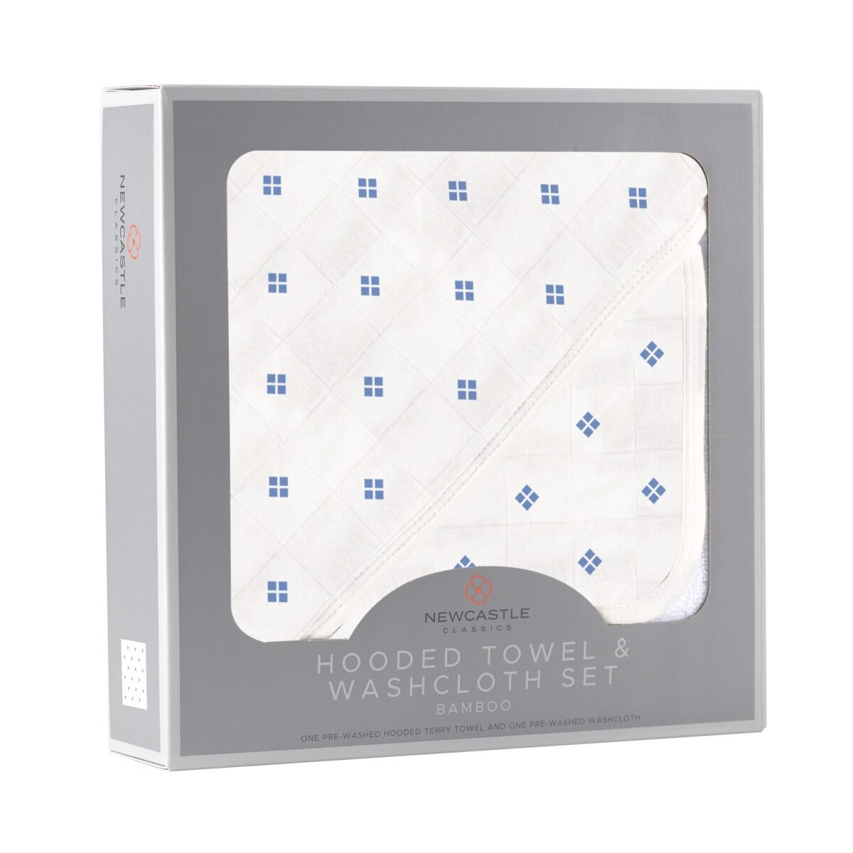 Periwinkle diamond polka dot bamboo hooded towel and washcloth set - image 3