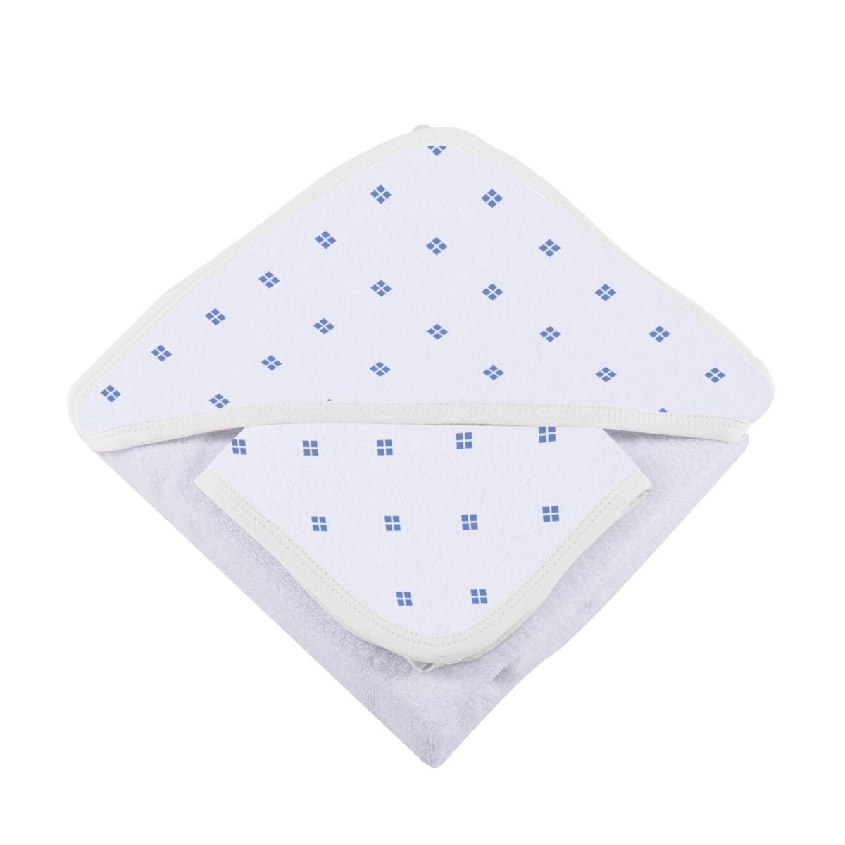 Periwinkle diamond polka dot bamboo hooded towel and washcloth set - image 5