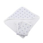Periwinkle Diamond Polka Dot Bamboo Hooded Towel and Washcloth Set - Image 4