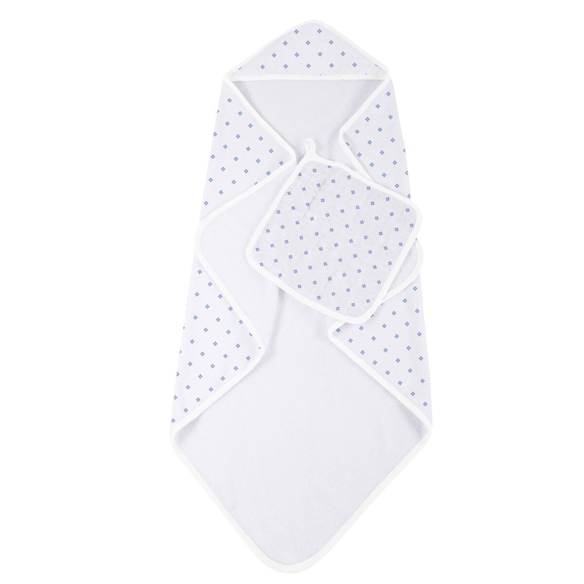 Periwinkle diamond polka dot bamboo hooded towel and washcloth set - image 1