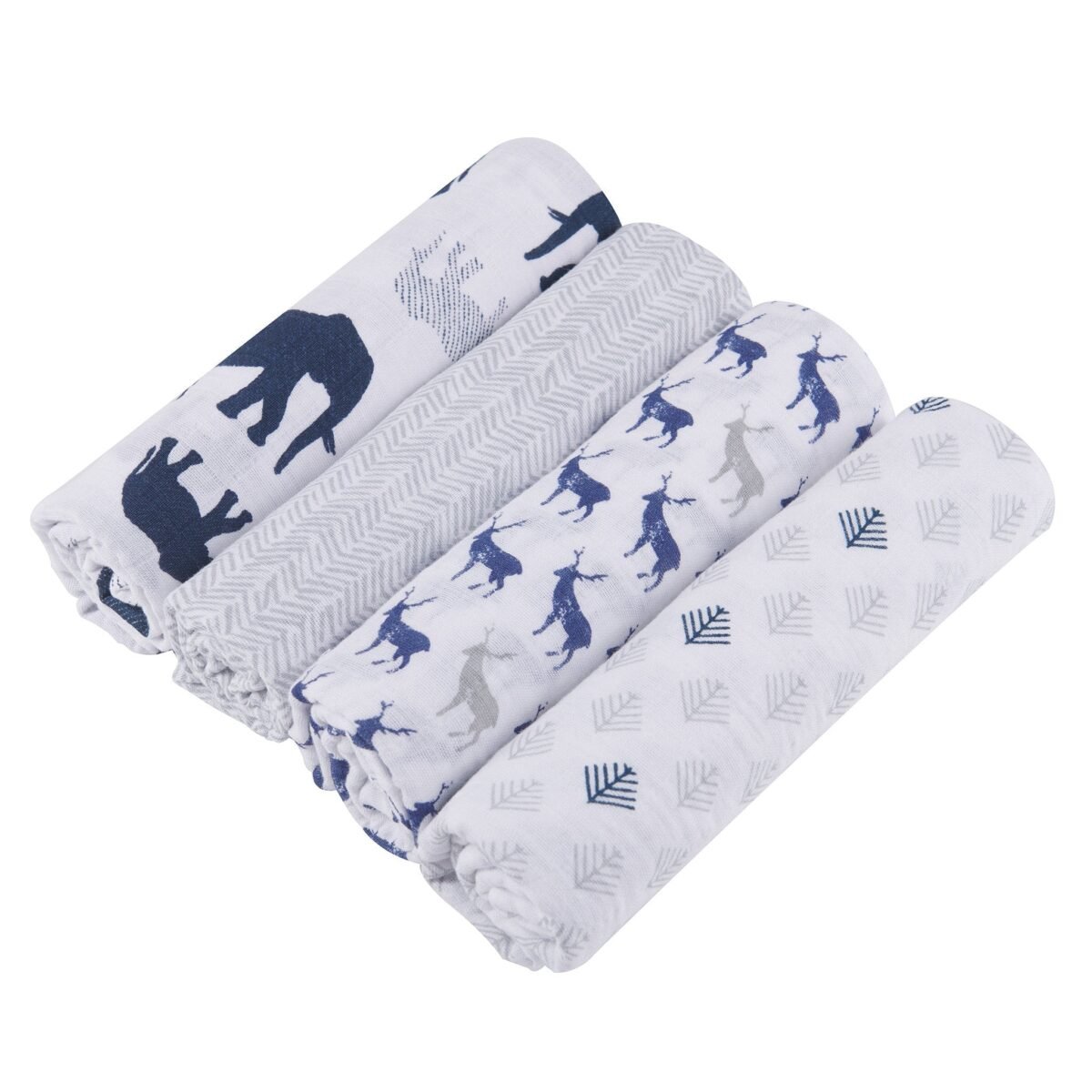 "luxury wild blossom 4 pack organic cotton muslin swaddle set, featuring soft, breathable fabric for cozy wrapping of newborns. "