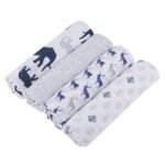 "Luxury Wild Blossom 4 Pack Organic Cotton Muslin Swaddle Set, featuring soft, breathable fabric for cozy wrapping of newborns."
