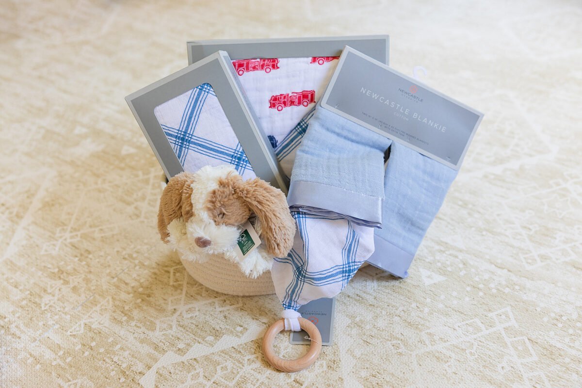 Welcome baby boy - firetruck & blue plaid | cloudybébé baby product