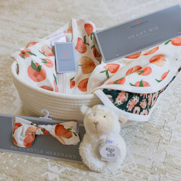 Welcome Baby Girl - Peaches & Lamb Gift Basket