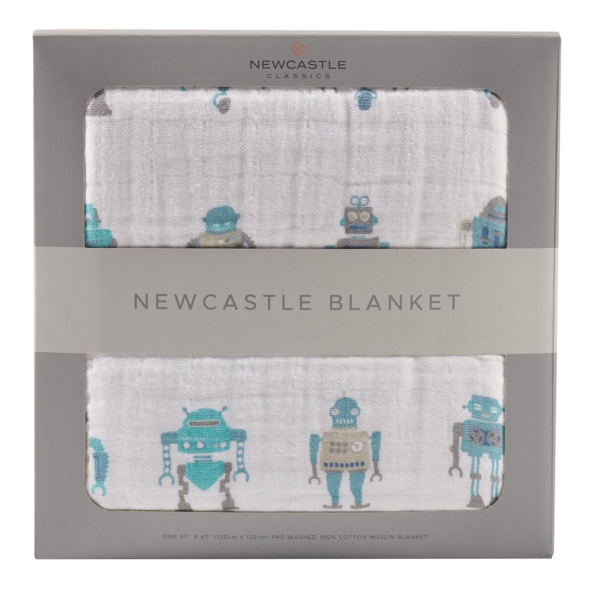 Robots cotton muslin newcastle blanket | cloudybébé baby product