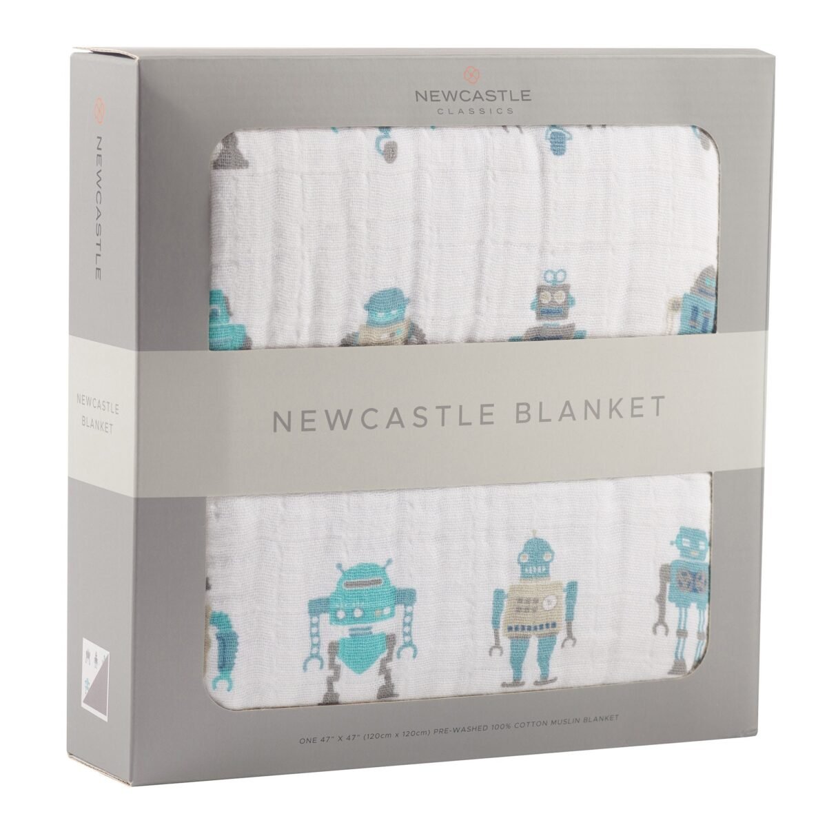 Robots cotton muslin newcastle blanket | cloudybébé baby product