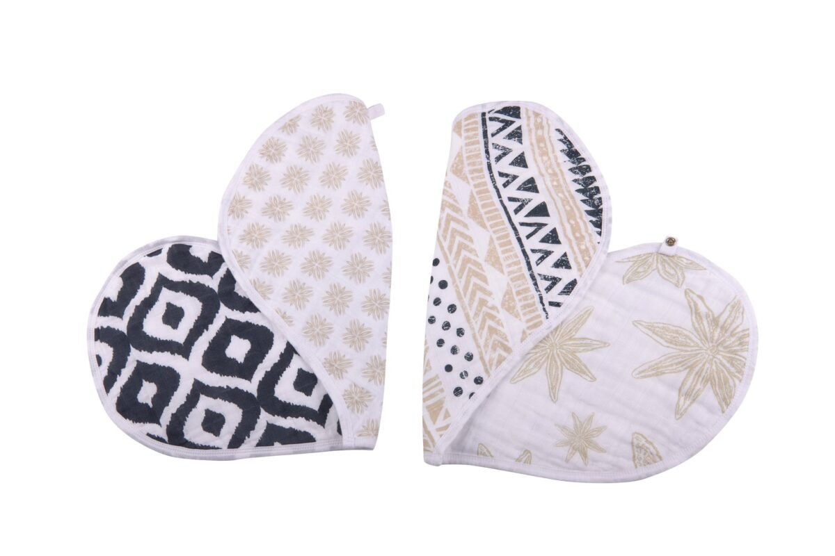 Boho flower heart cotton bibs 2pk | cloudybébé baby product