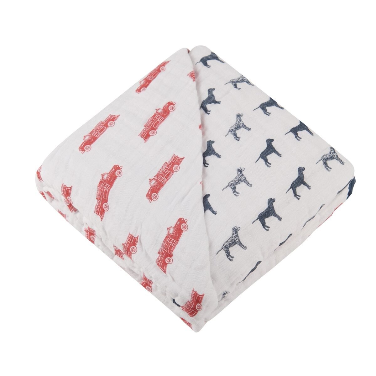 Fire truck and dalmatian cotton muslin newcastle blanket | cloudybébé baby product