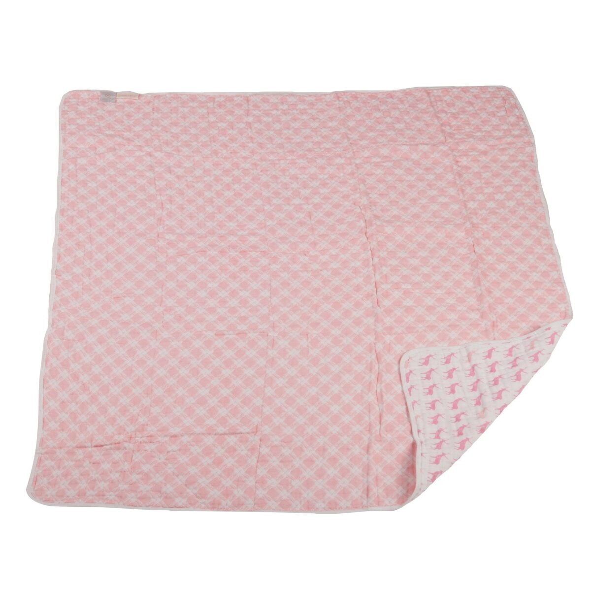 Pink deer and primrose pink plaid cotton muslin newcastle blanket | cloudybébé baby product