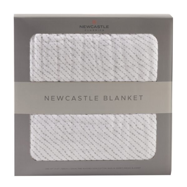 "Soft and cozy baby blanket made from luxurious spotted wave cotton muslin, providing ultimate comfort for newborns and infants."