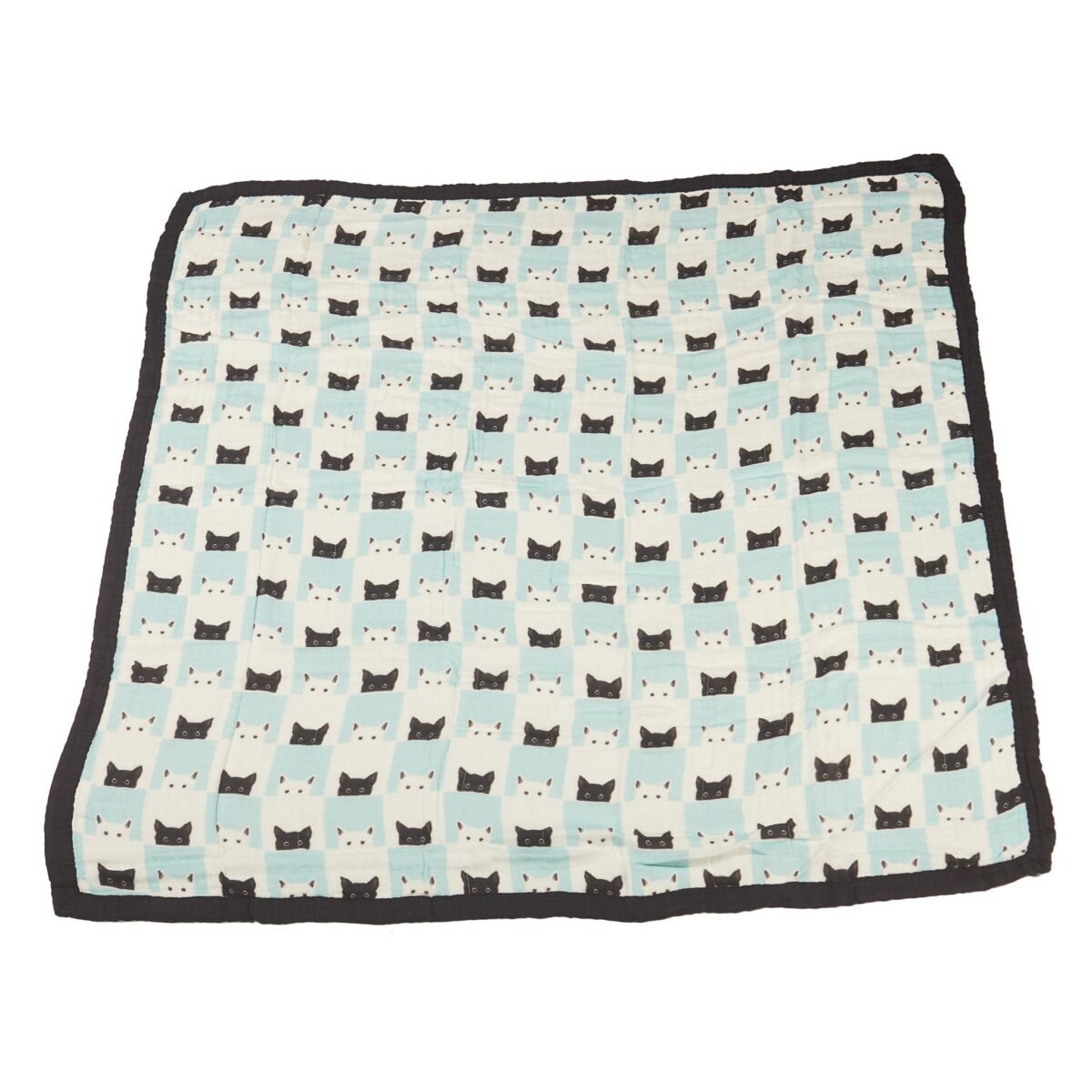Peek-a-boo cats and pencil stripe bamboo muslin newcastle blanket | cloudybébé baby product