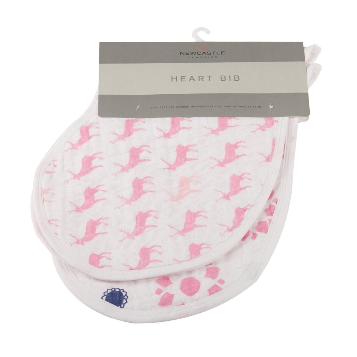 Pop of pink cotton heart bibs 2pk | cloudybébé baby product
