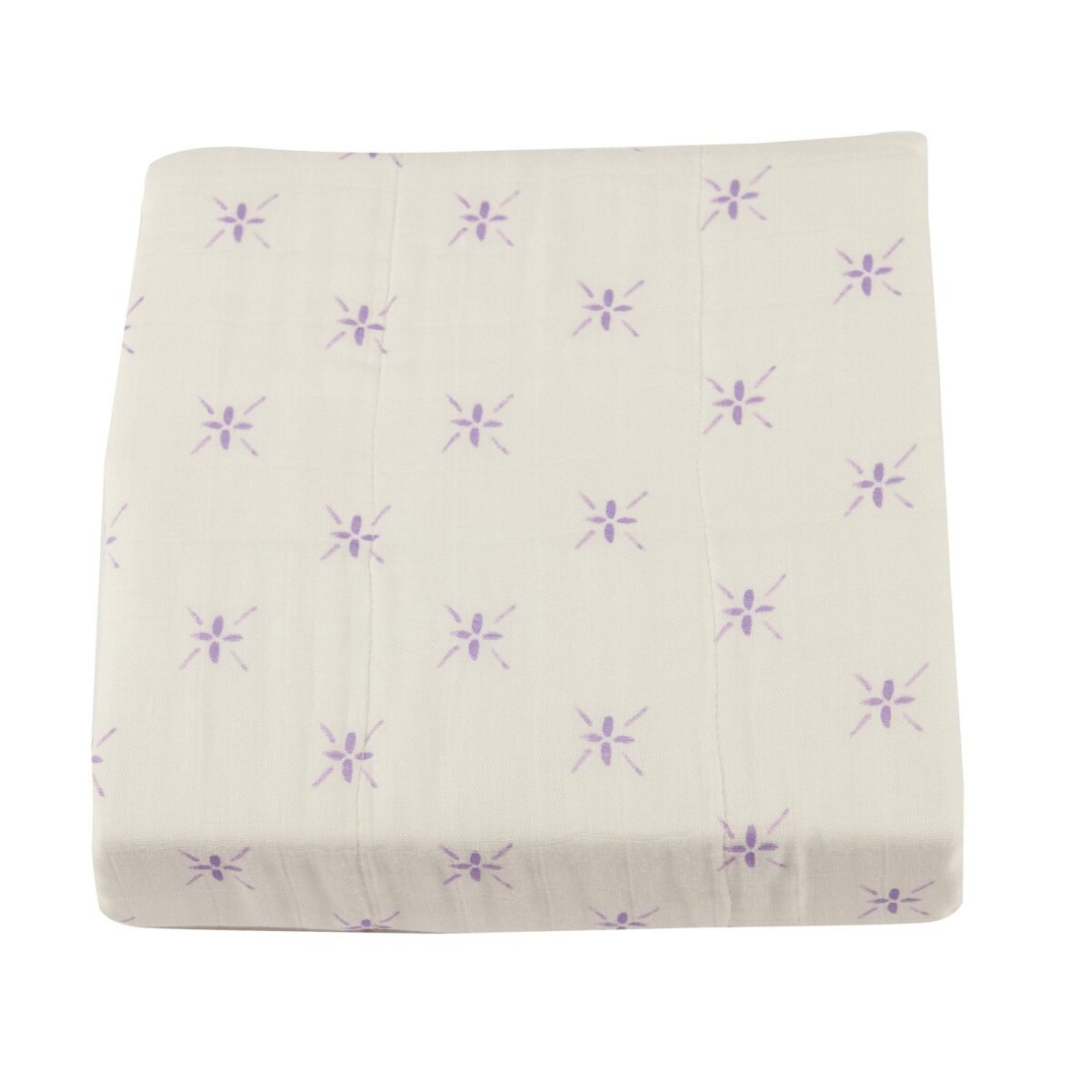 "luxurious lavender flower bamboo muslin blanket, featuring a soft and cozy design with delicate lavender flower pattern. Perfect for your little one's comfort and style. Ideal for a lavender flower baby blanket. "