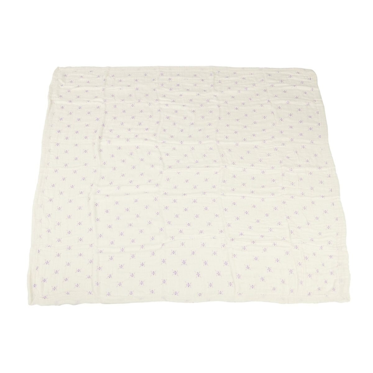 Luxurious lavender flower bamboo muslin blanket - soft and cozy baby blanket featuring delicate lavender flower design. Perfect for newborns.