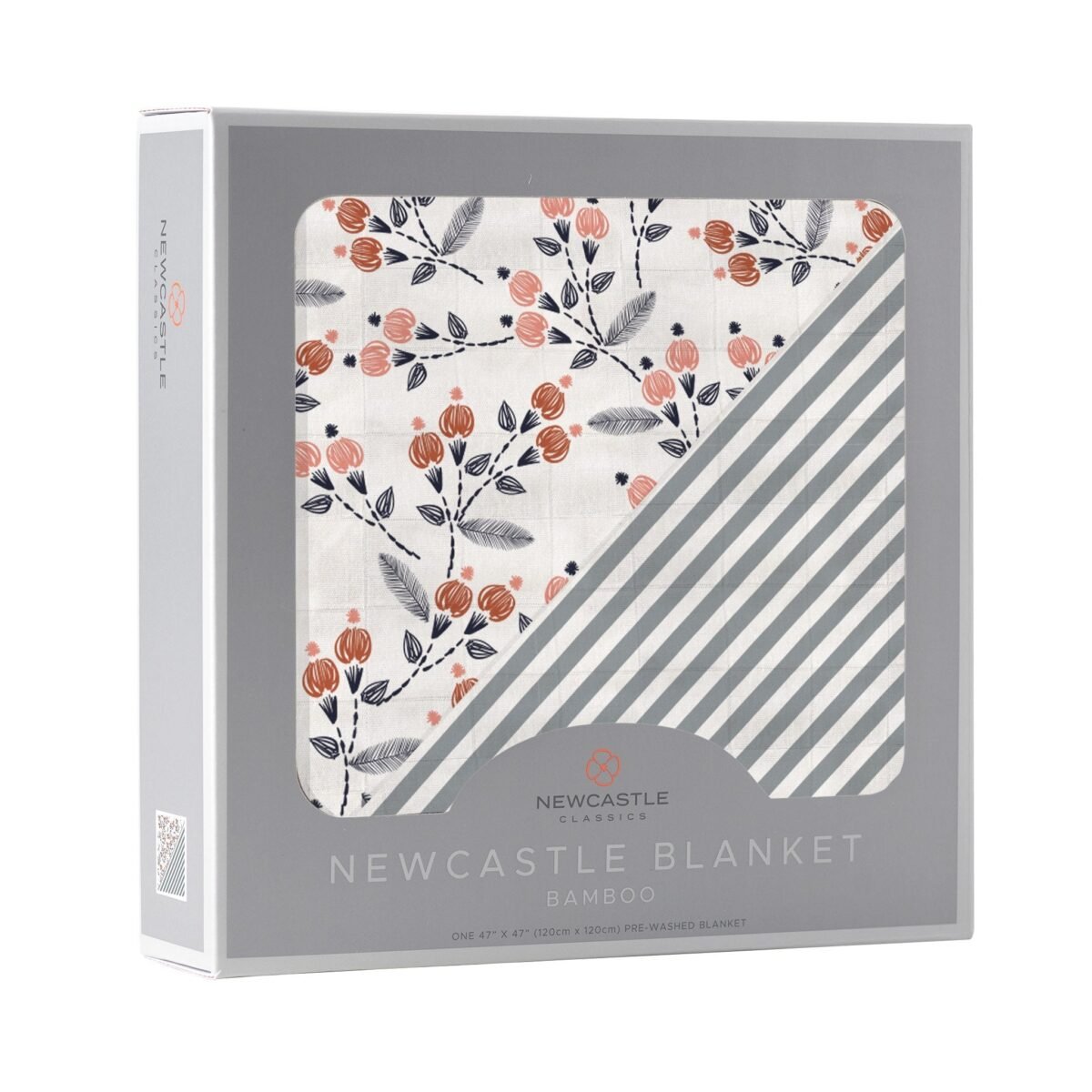 Dahlia floral and finley stripe bamboo muslin newcastle blanket | cloudybébé baby product