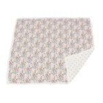 "Luxurious Wildflowers & Periwinkle Diamond Polka Dot Bamboo Baby Blanket - A stylish and vibrant throw blanket perfect for newborns, featuring beautiful wildflower and diamond polka dot patterns."