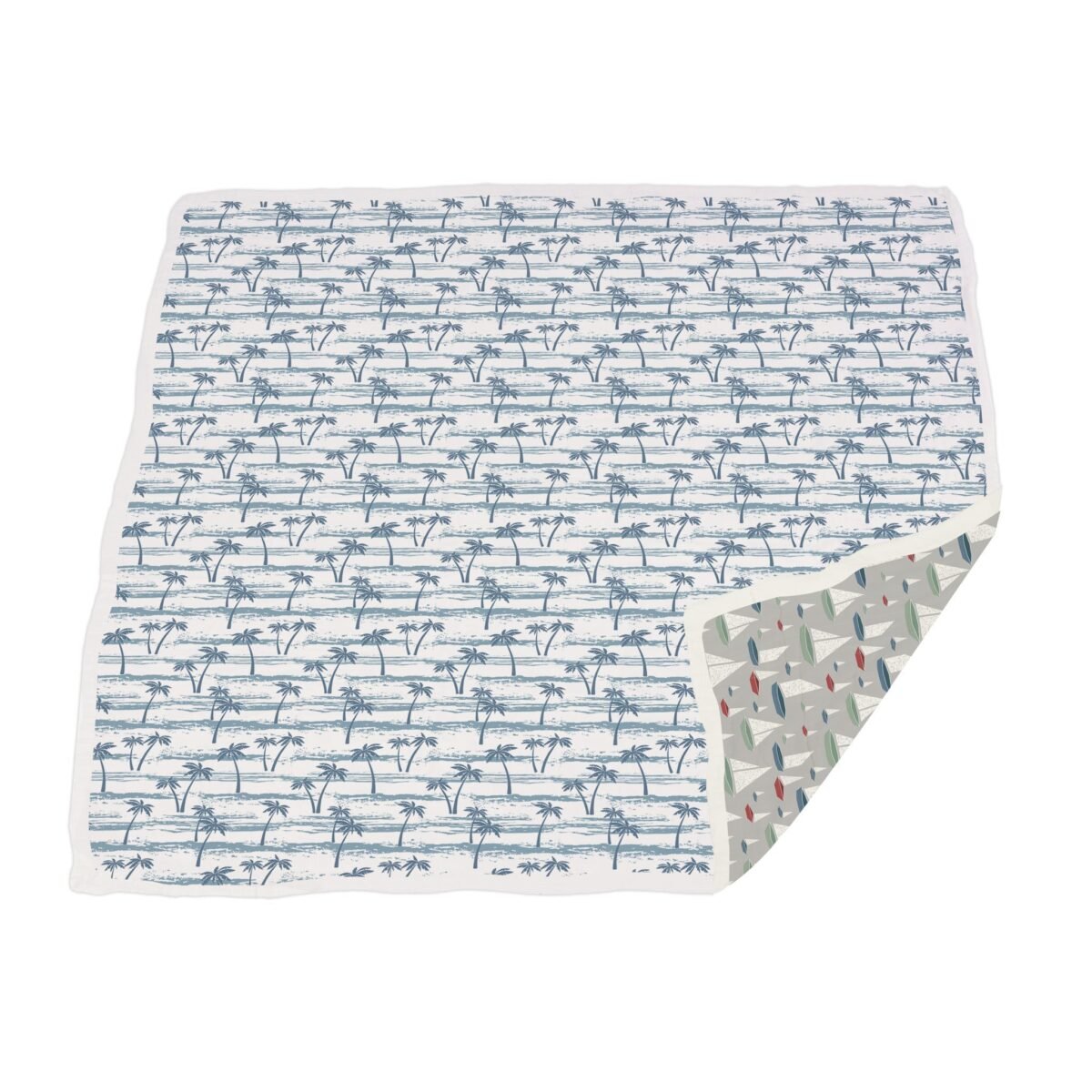 Ocean palm trees and marina sailboats bamboo newcastle blanket | cloudybébé baby product