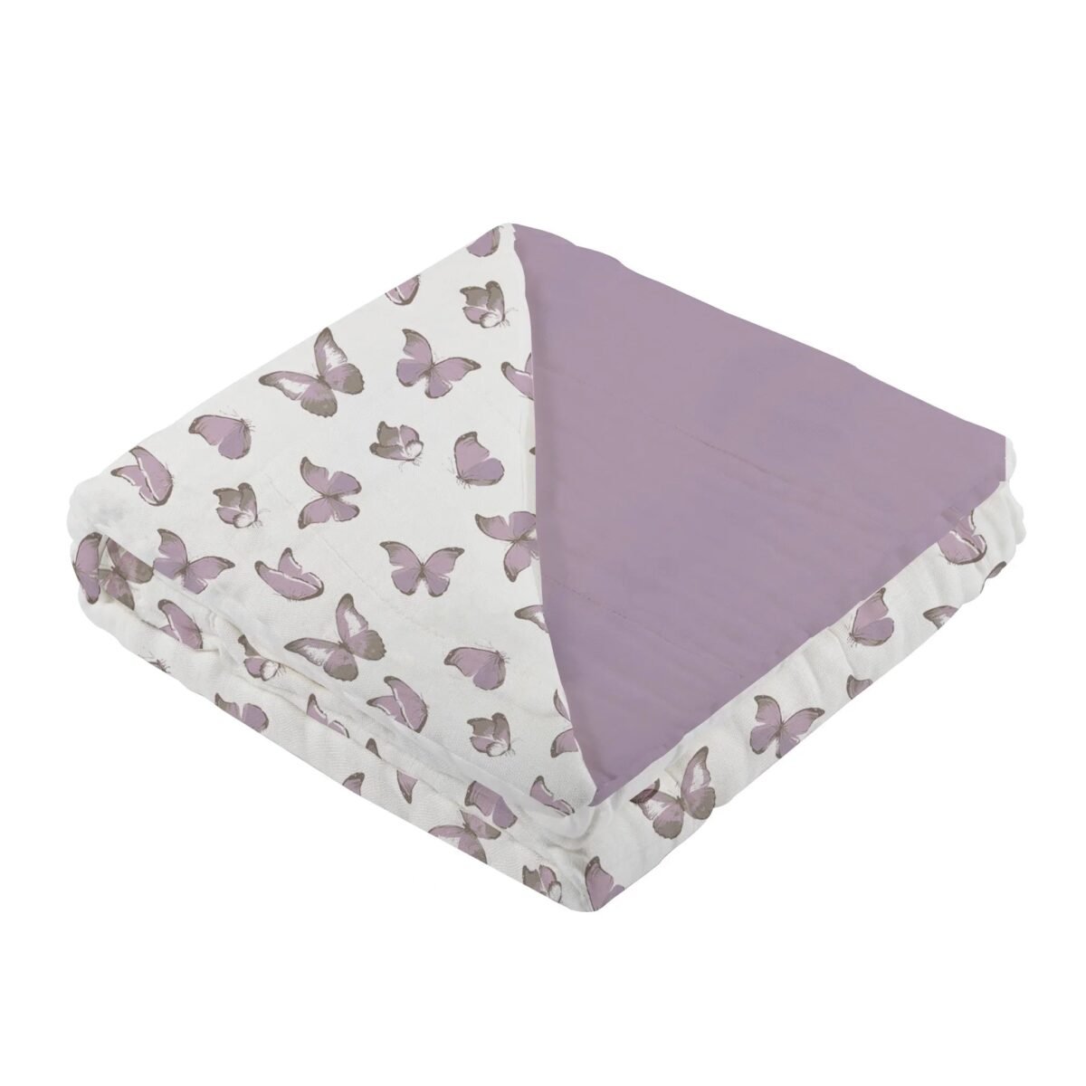 Winsome butterflies and orchid lavender cotton newcastle blanket | cloudybébé baby product