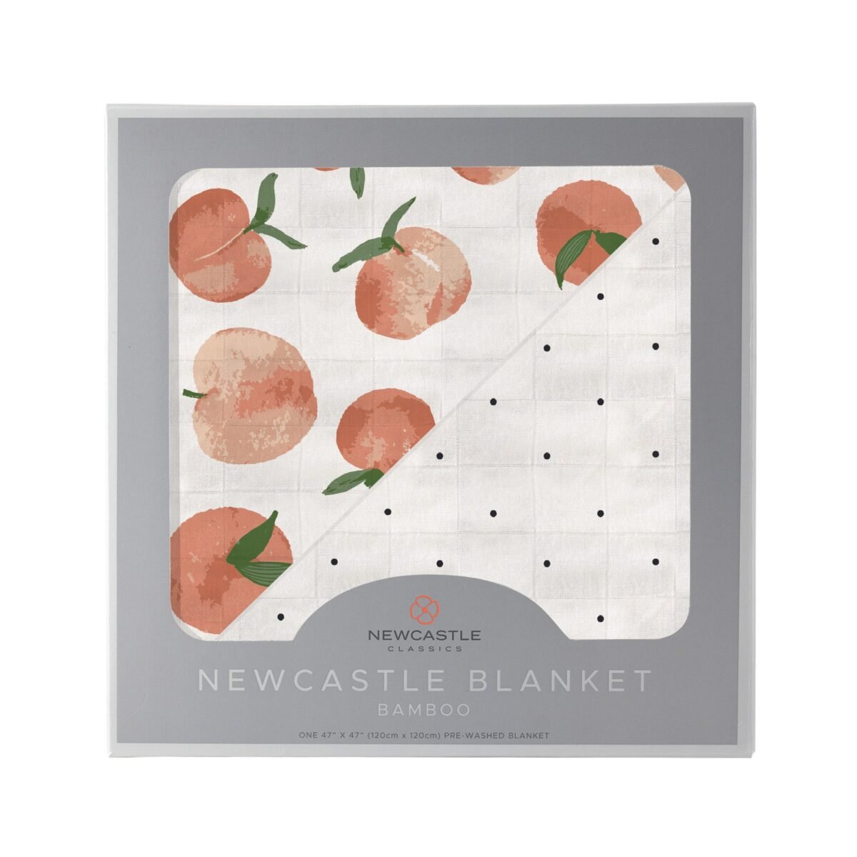 Carnelian peaches and black and white polka dot newcastle blanket | cloudybébé baby product