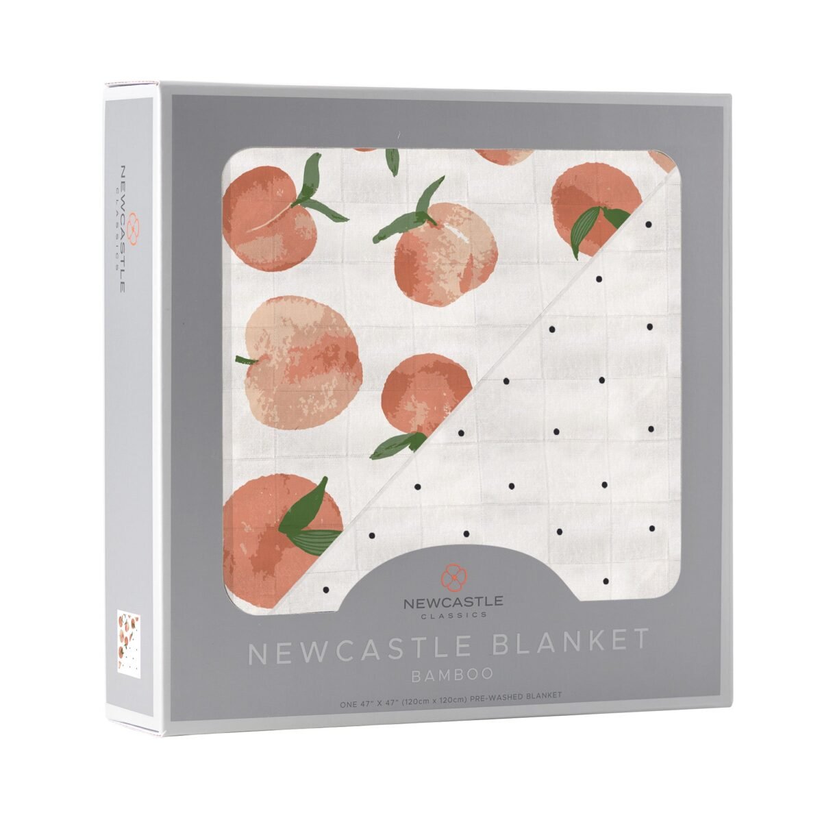 Carnelian peaches and black and white polka dot newcastle blanket | cloudybébé baby product
