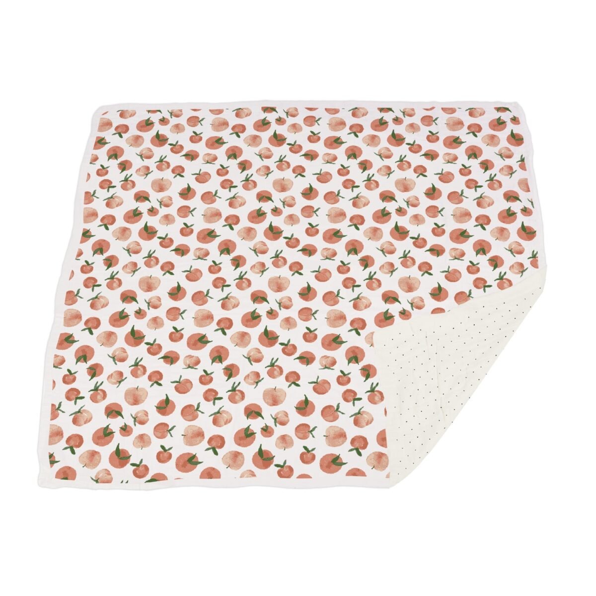 Carnelian peaches and black and white polka dot newcastle blanket | cloudybébé baby product