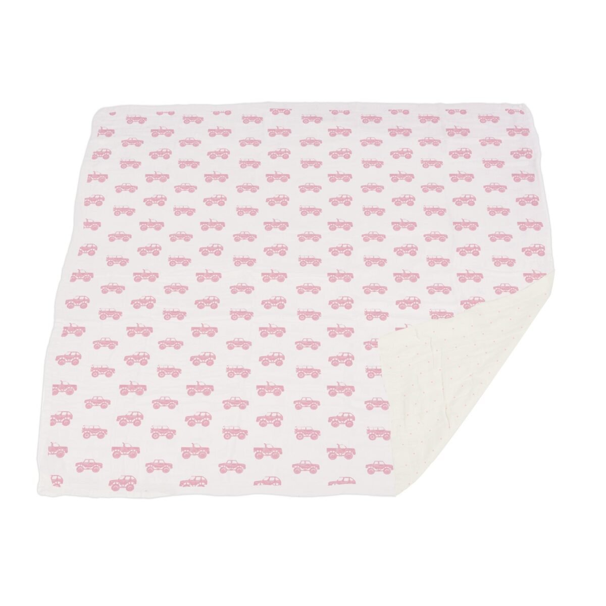 Pink monster trucks & pink polka dot bamboo newcastle blanket | cloudybébé baby product