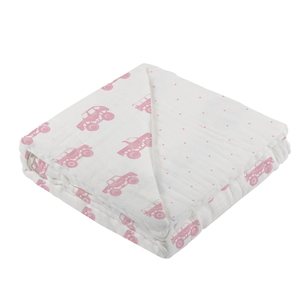 Pink monster trucks & pink polka dot bamboo newcastle blanket | cloudybébé baby product