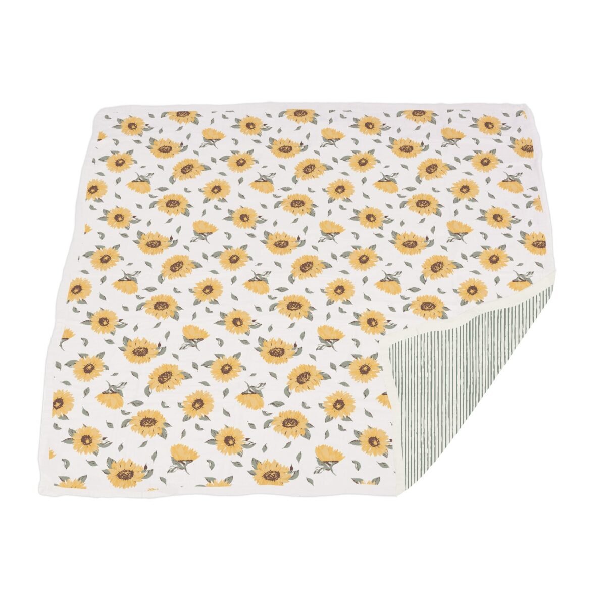Sunflower farm and sage green stripe newcastle blanket | cloudybébé baby product