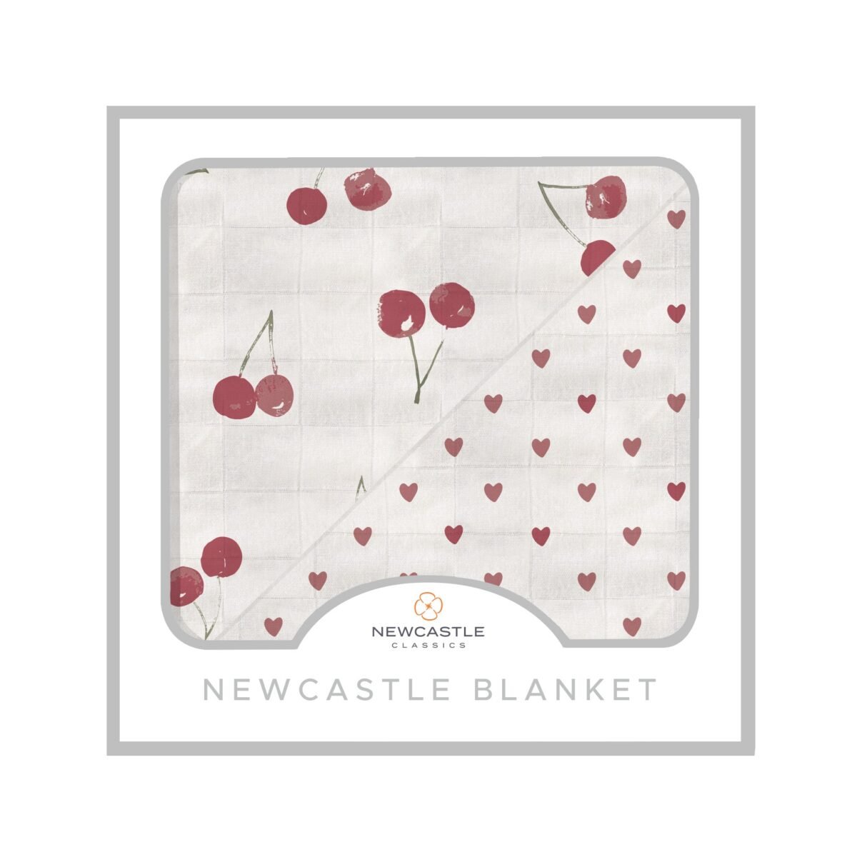 Two hearts and sweetheart cherry newcastle blanket | cloudybébé baby product