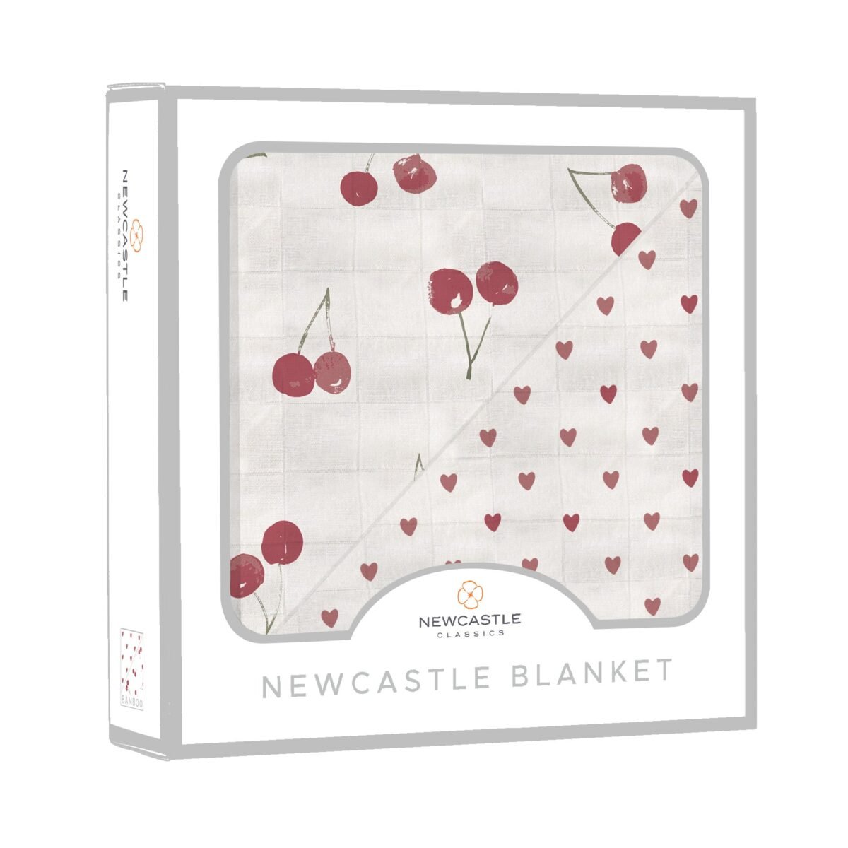 Two hearts and sweetheart cherry newcastle blanket | cloudybébé baby product