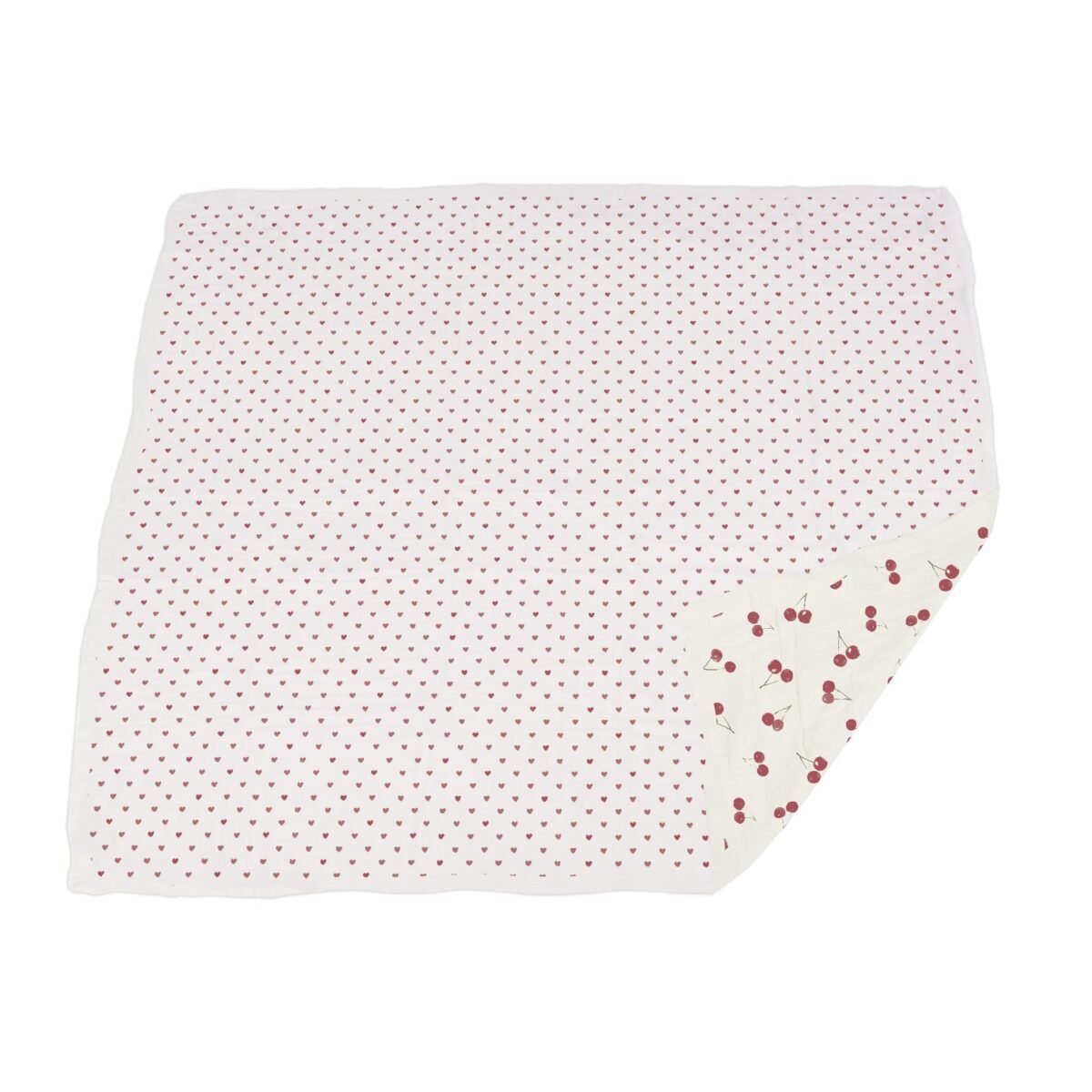Two hearts and sweetheart cherry newcastle blanket | cloudybébé baby product