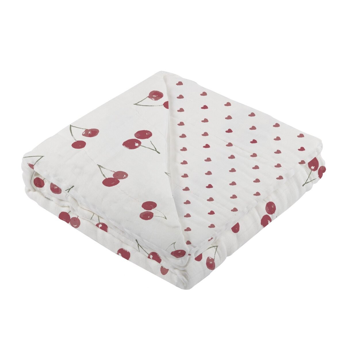 Two hearts and sweetheart cherry newcastle blanket | cloudybébé baby product