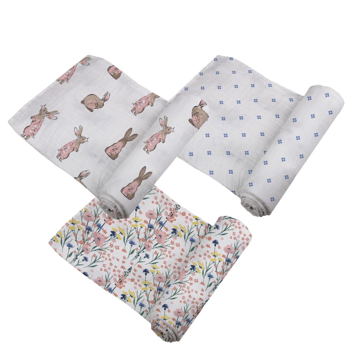 Wildflowers bamboo swaddles 3 pack | cloudybébé baby product
