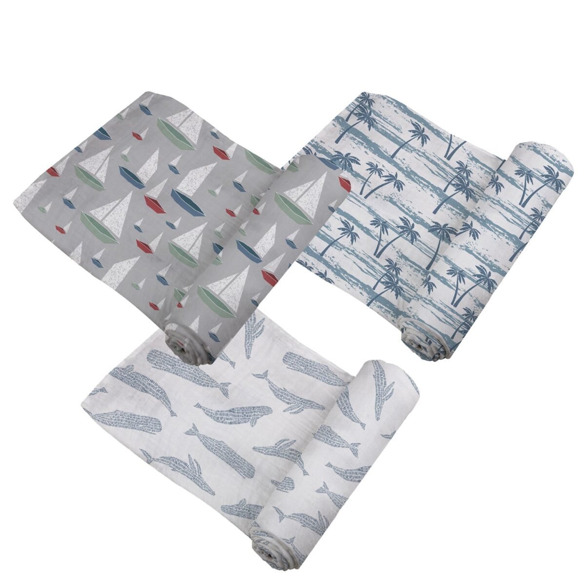 Ocean tides bamboo swaddle 3 pack | cloudybébé baby product