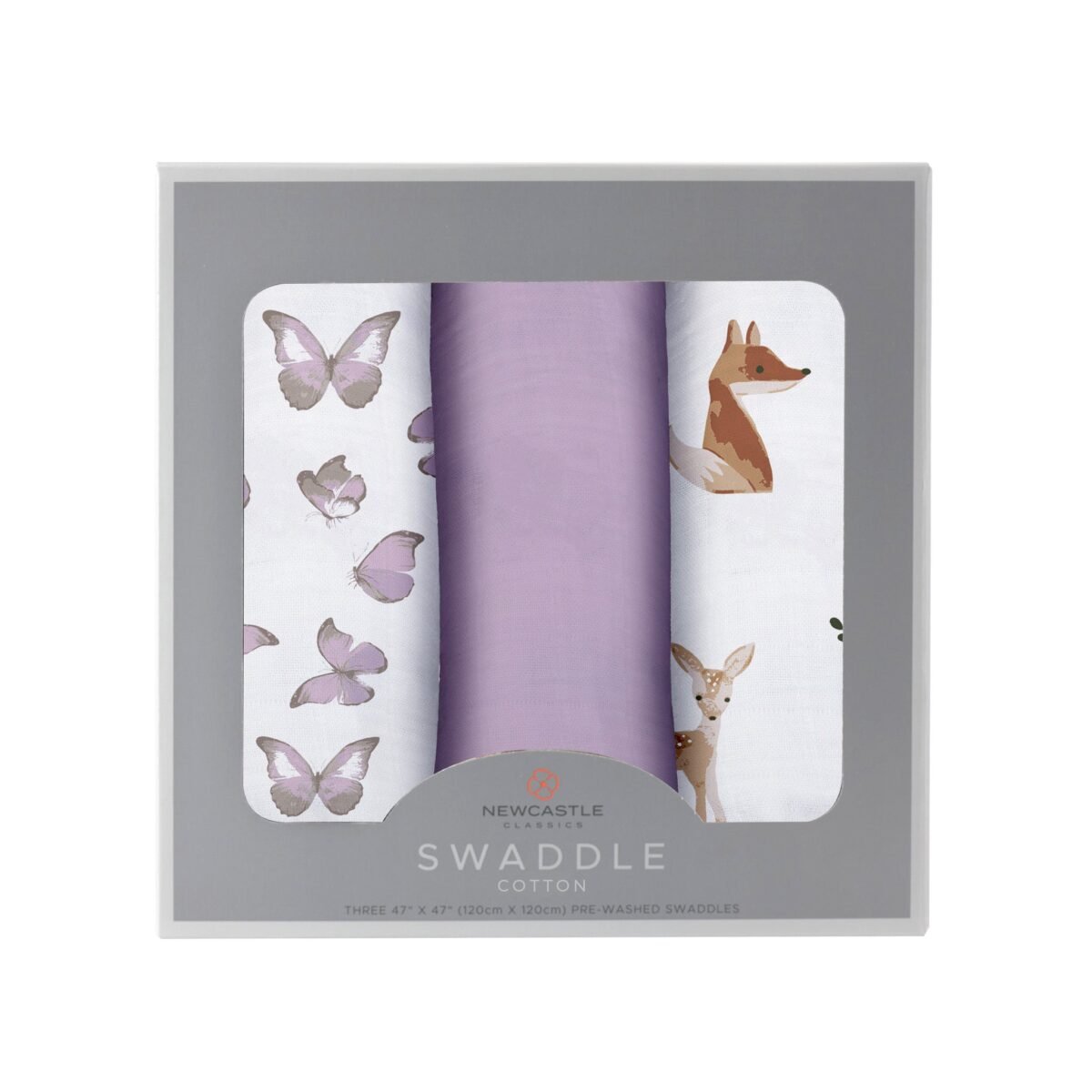 Mountain meadow swaddle 3 pack; sierra fox & butterfly | cloudybébé baby product