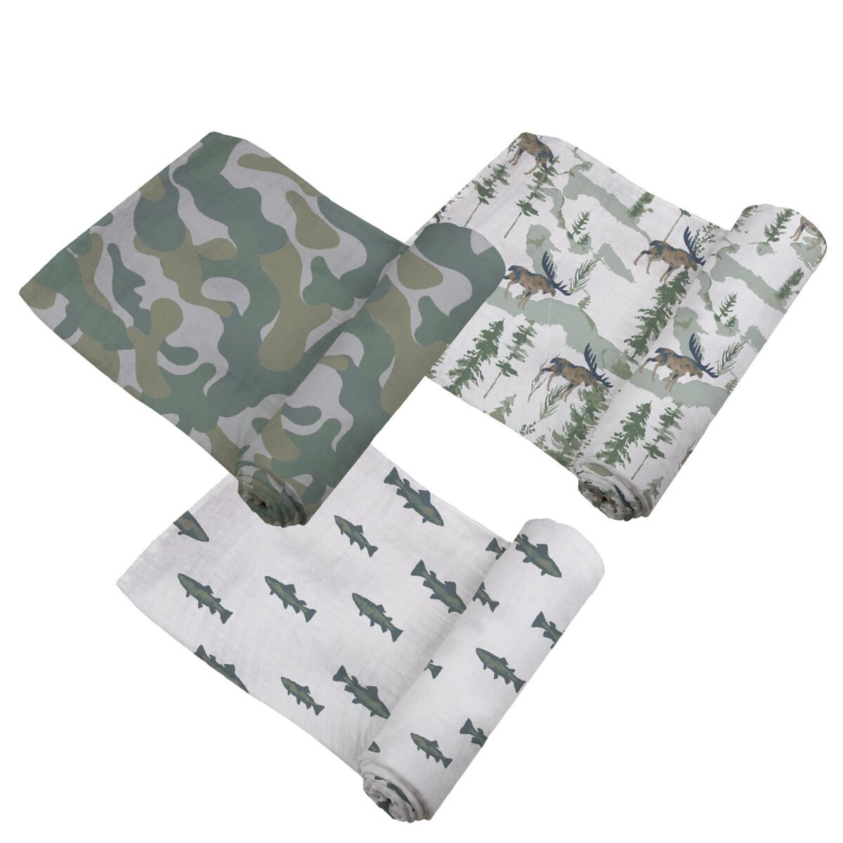 Gone fishing bamboo swaddle 3 pack | cloudybébé baby product