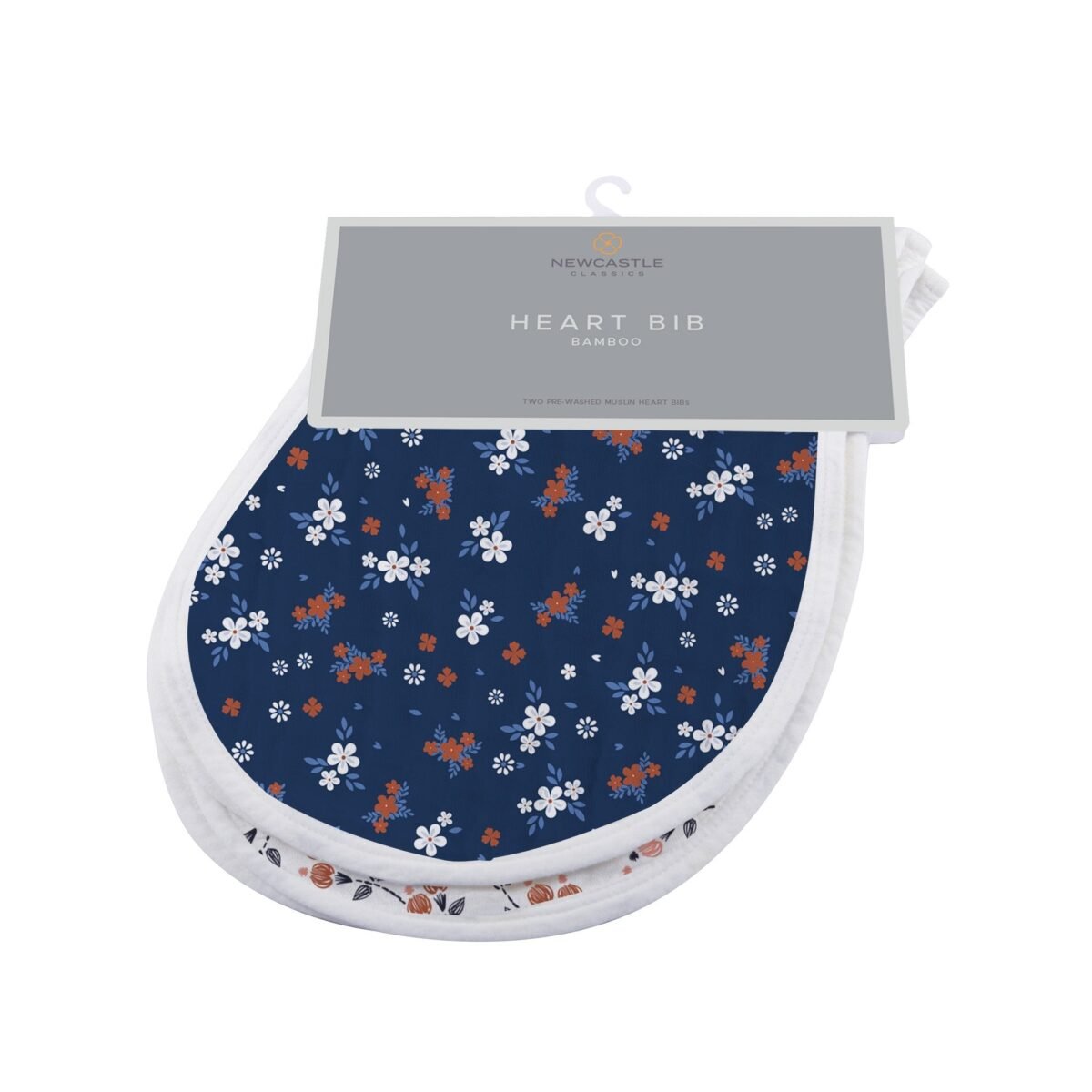 Blooms floral bamboo heart bib 2pk | cloudybébé baby product