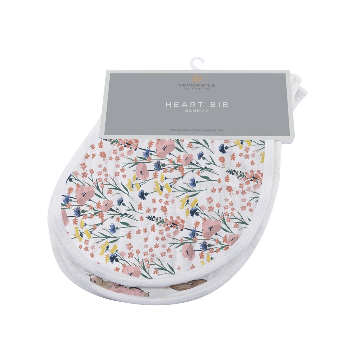 Wildflowers bamboo heart bib 2pk | cloudybébé baby product