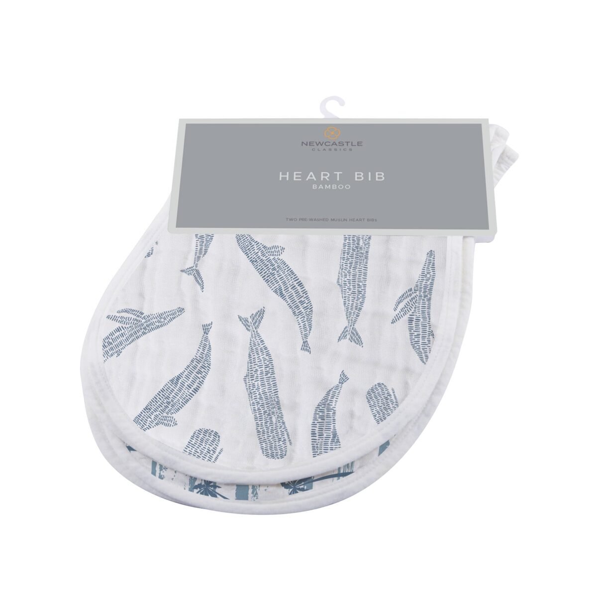 Ocean tides bamboo burp cloth/heart bib 2pk | cloudybébé baby product