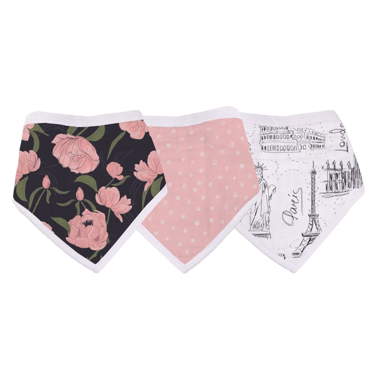 London, paris, new york bandana bib - set of 3 | cloudybébé baby product