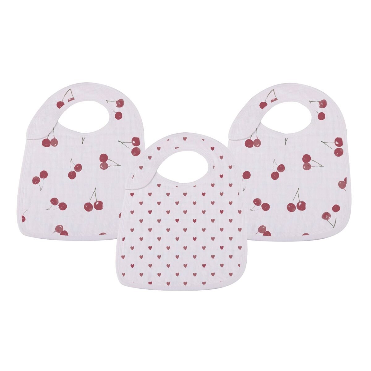 Sweetheart cherry hearts snap bib set | cloudybébé baby product