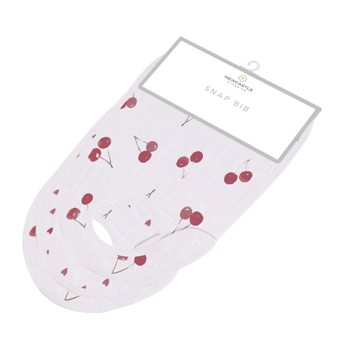 Sweetheart cherry hearts snap bib set | cloudybébé baby product