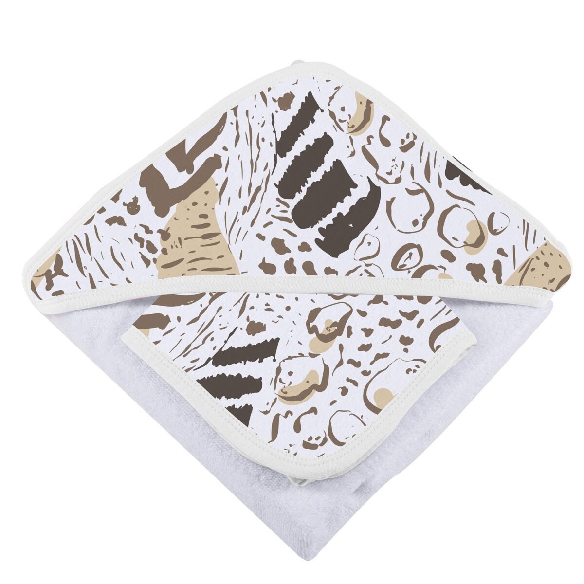 Animal print bamboo hooded towel and washcloth set | cloudybébé baby product