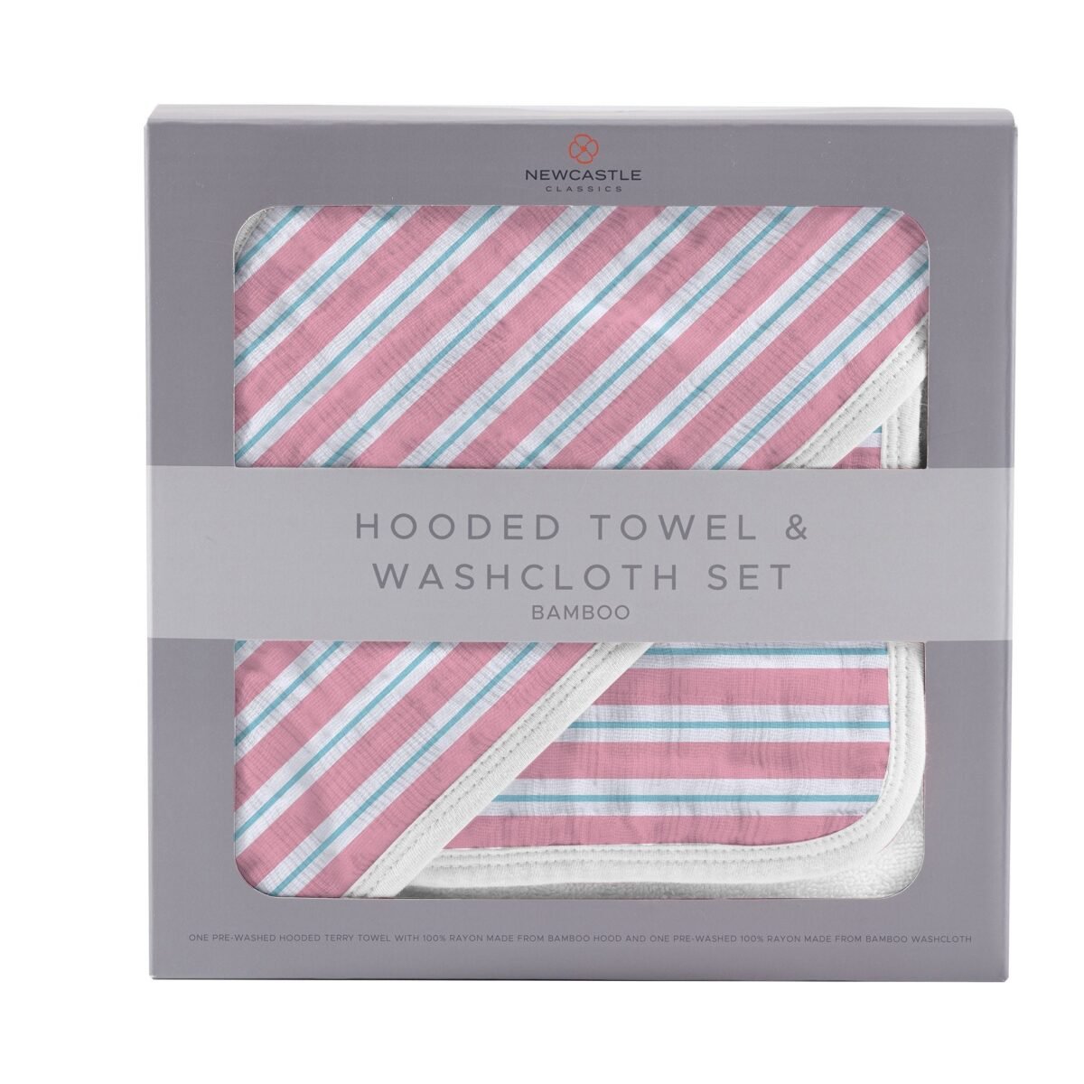 Candy stripe bamboo hooded towel and washcloth set | cloudybébé baby product