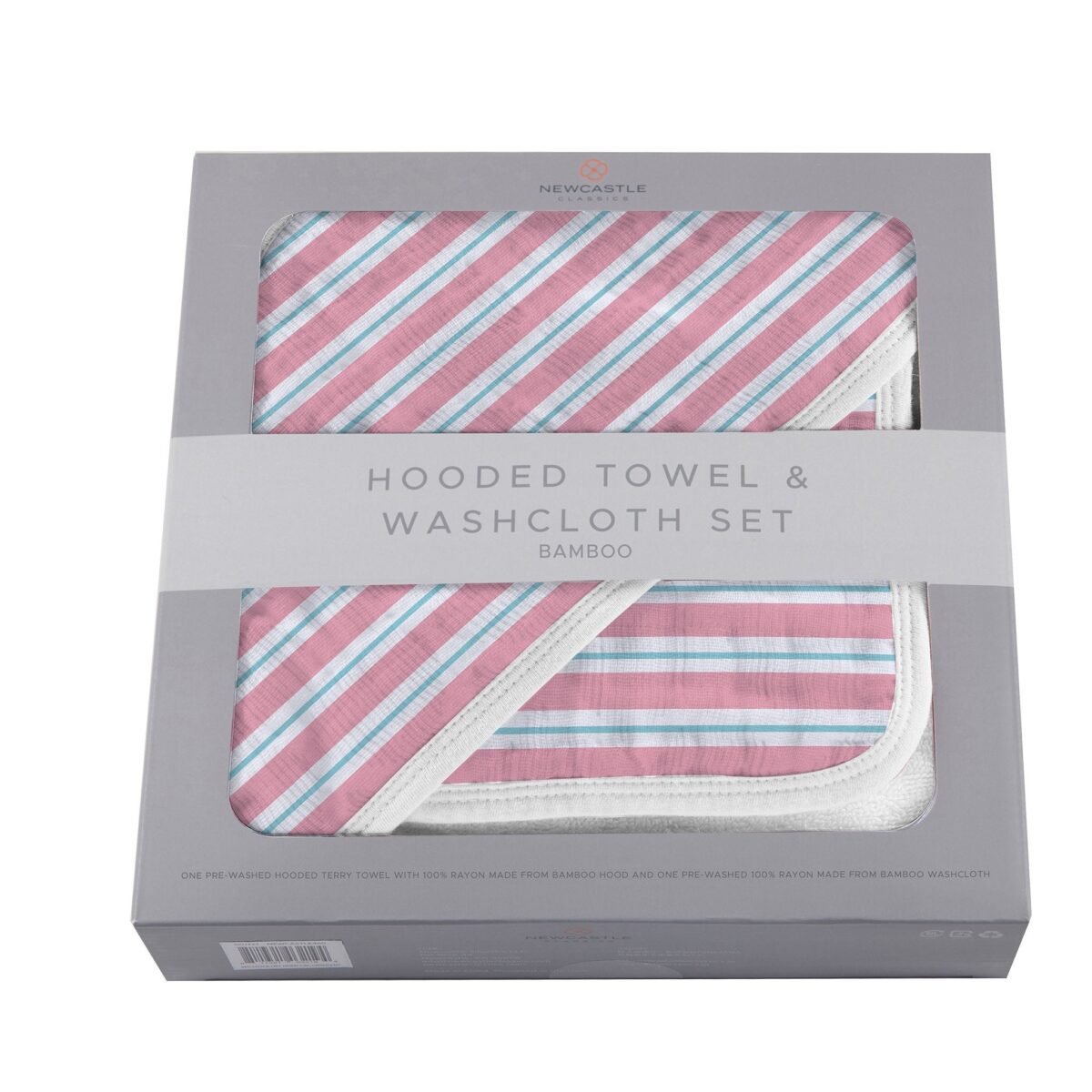 Candy stripe bamboo hooded towel and washcloth set | cloudybébé baby product