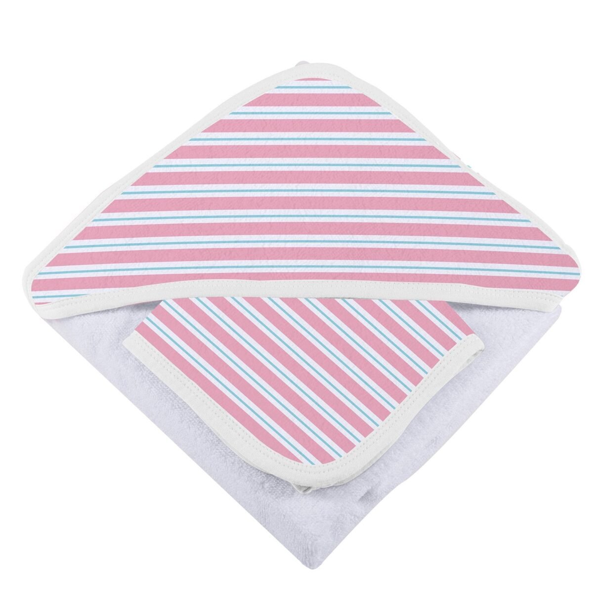 Candy stripe bamboo hooded towel and washcloth set | cloudybébé baby product