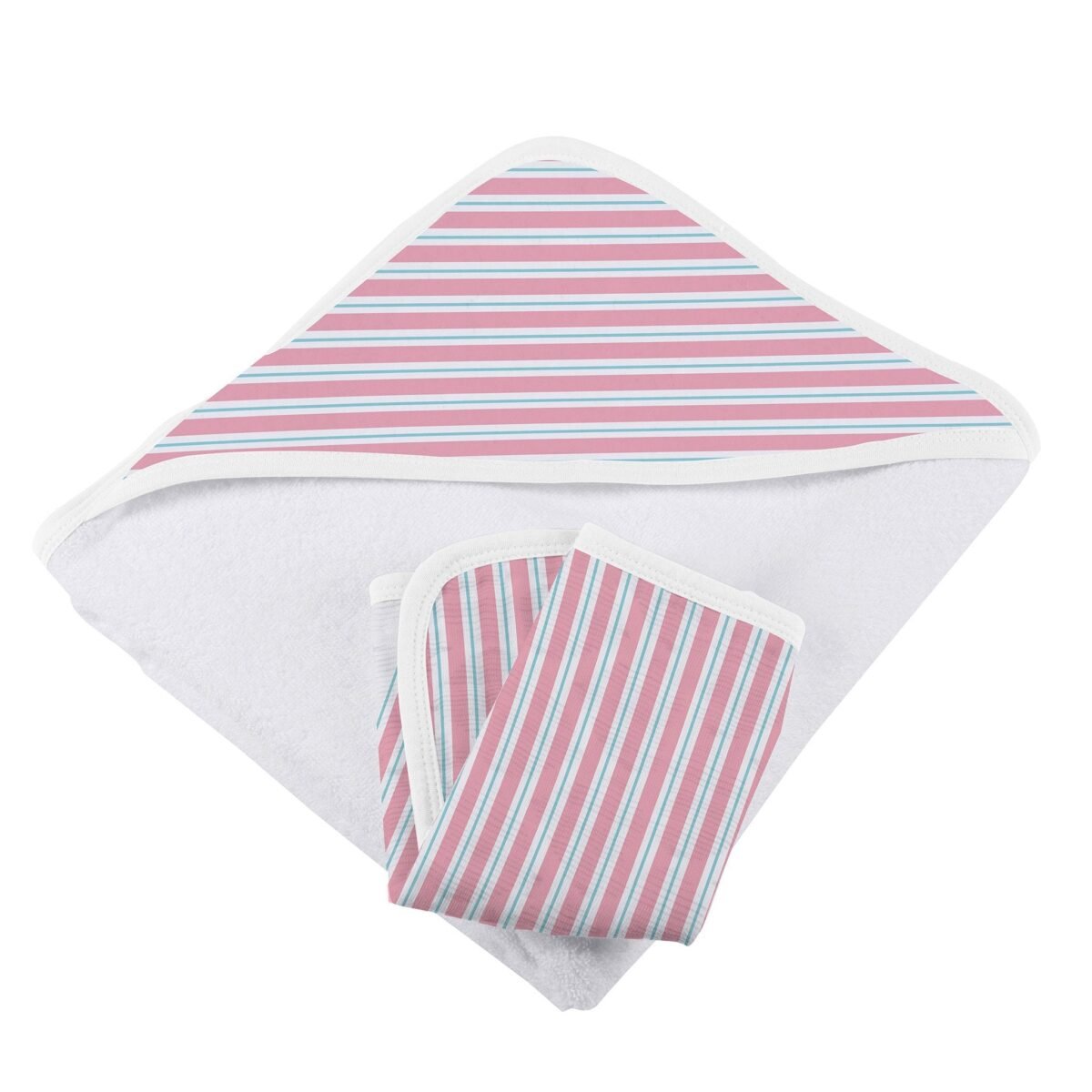 Candy stripe bamboo hooded towel and washcloth set | cloudybébé baby product