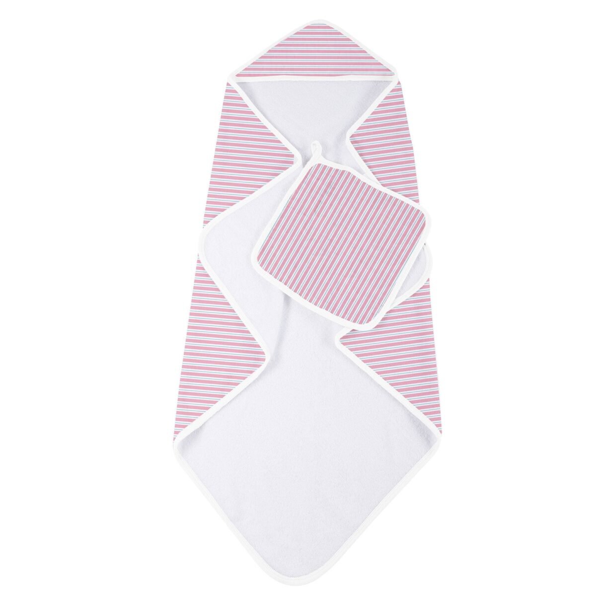 Candy stripe bamboo hooded towel and washcloth set | cloudybébé baby product